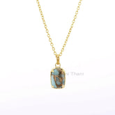 Amazonite Necklace - 925 Silver - Gold Plated Pendant Necklace - 10x14mm Cushion - High Quality Jewelry - Gift For Niece - Jewelry For Girl